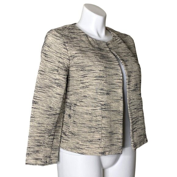 Eileen Fisher Handwoven Organic Cotton Furrows Natural Cropped Jacket, Size L - Picture 4 of 11